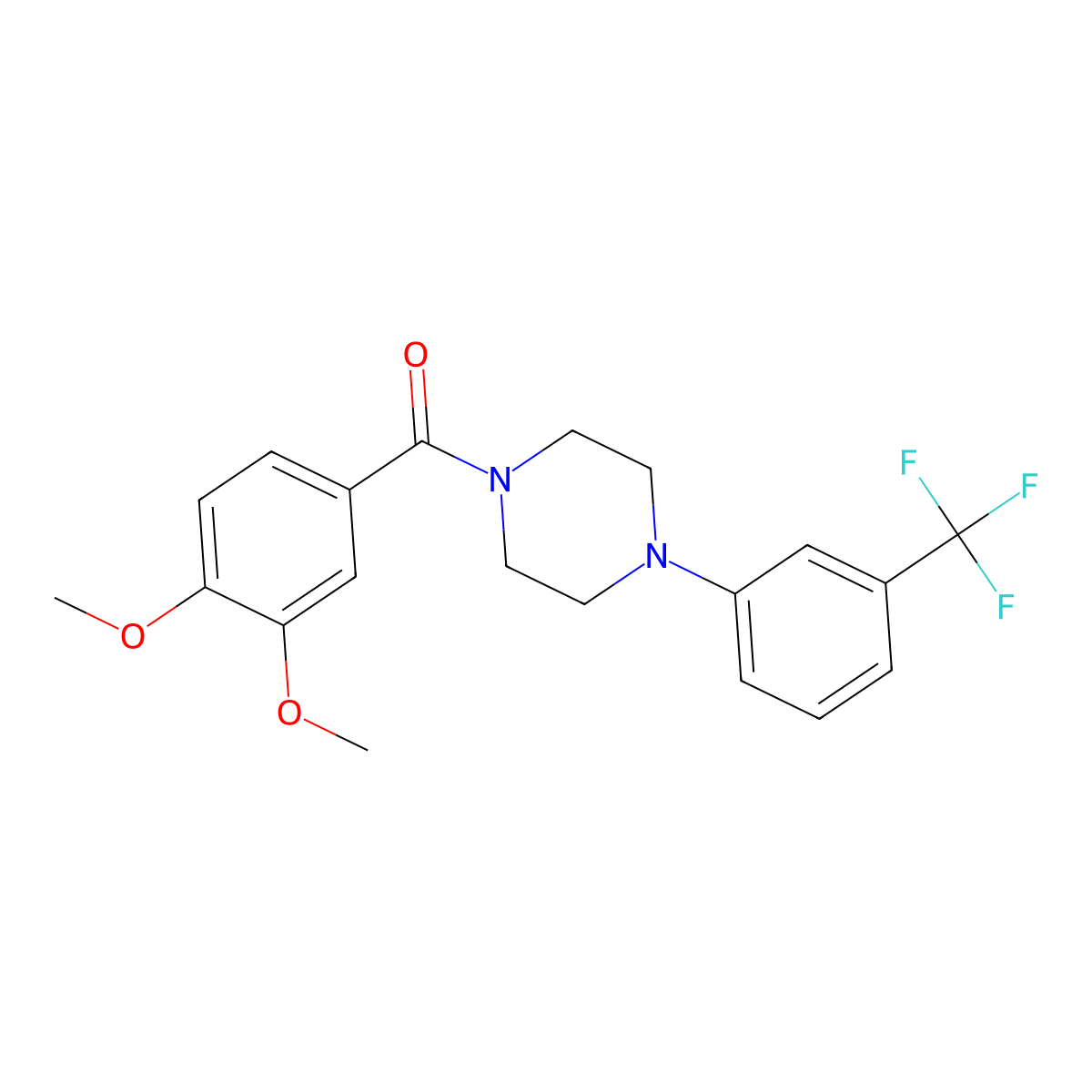 3,4-Dimethoxyphenyl 4-[3-(trifluoromethyl)phenyl]piperazinyl ketone molecular structure, CAS 432537-72-9