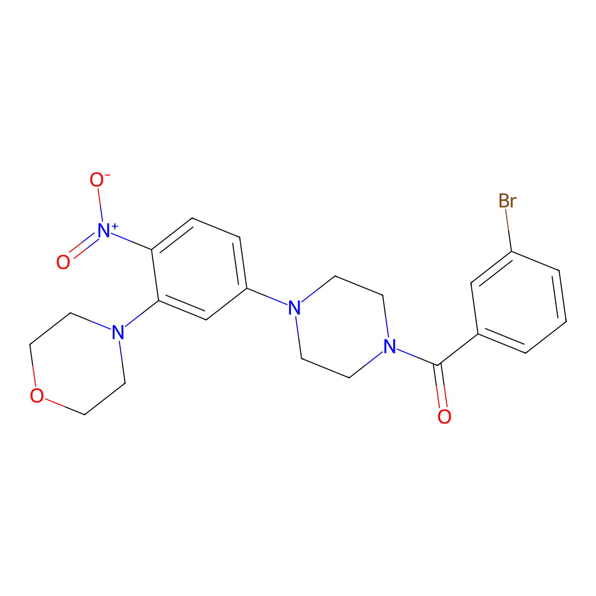 (3-Bromophenyl)-[4-(3-morpholin-4-yl-4-nitrophenyl)piperazin-1-yl]methanone molecular structure, CAS 432537-76-3