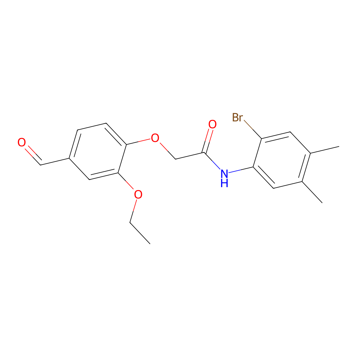 N-(2-bromo-4,5-dimethylphenyl)-2-(2-ethoxy-4-formylphenoxy)acetamide molecular structure, CAS 432537-77-4