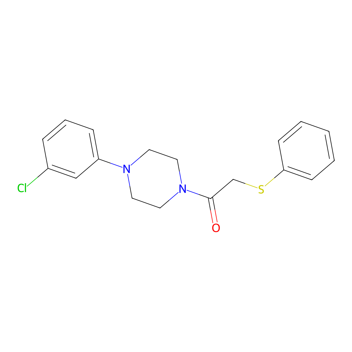 1-[4-(3-Chlorophenyl)piperazin-1-yl]-2-phenylsulfanylethanone molecular structure, CAS 432538-10-8