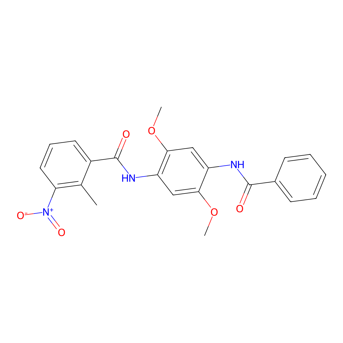 N-(4-benzamido-2,5-dimethoxyphenyl)-2-methyl-3-nitrobenzamide molecular structure, CAS 432538-12-0