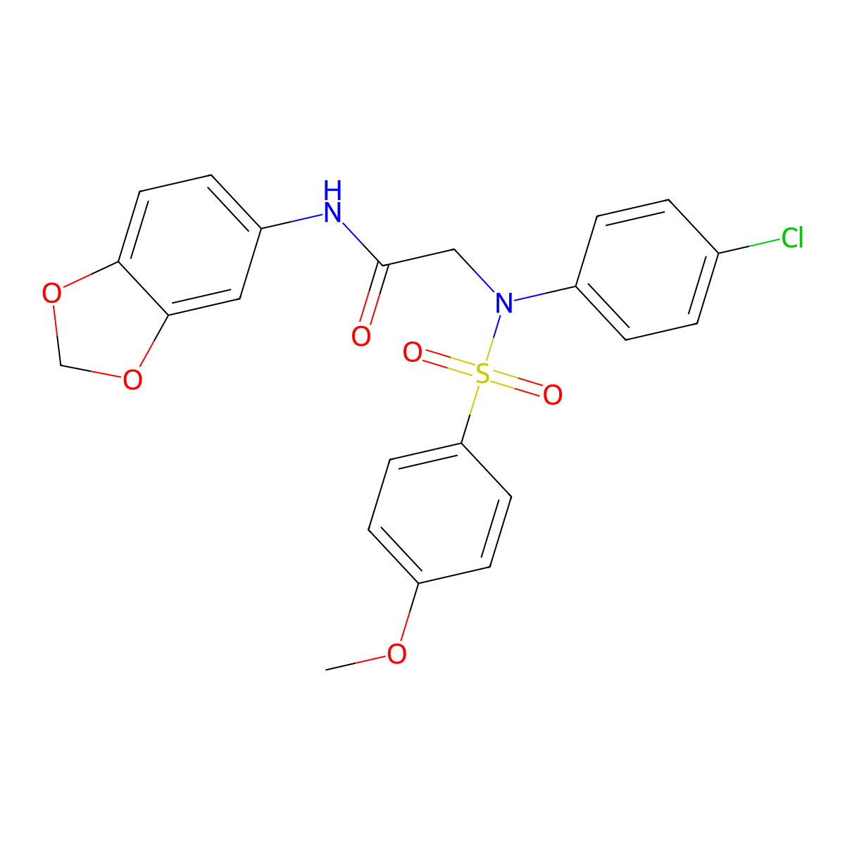 N-(1,3-benzodioxol-5-yl)-2-(4-chloro-N-(4-methoxyphenyl)sulfonylanilino)acetamide molecular structure, CAS 432538-17-5