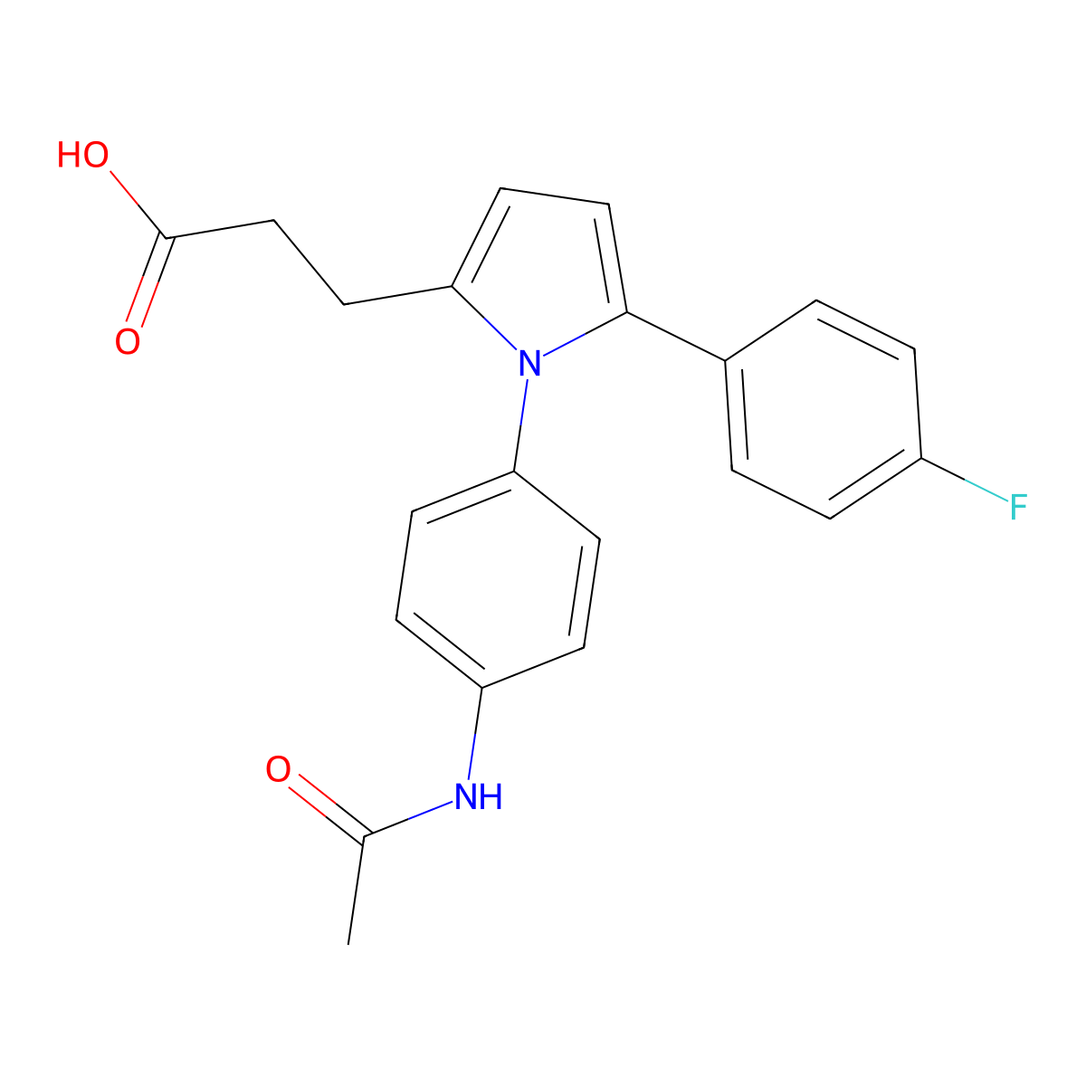 3-{1-[4-(acetylamino)phenyl]-5-(4-fluorophenyl)-1H-pyrrol-2-yl}propanoic acid molecular structure, CAS 432538-31-3