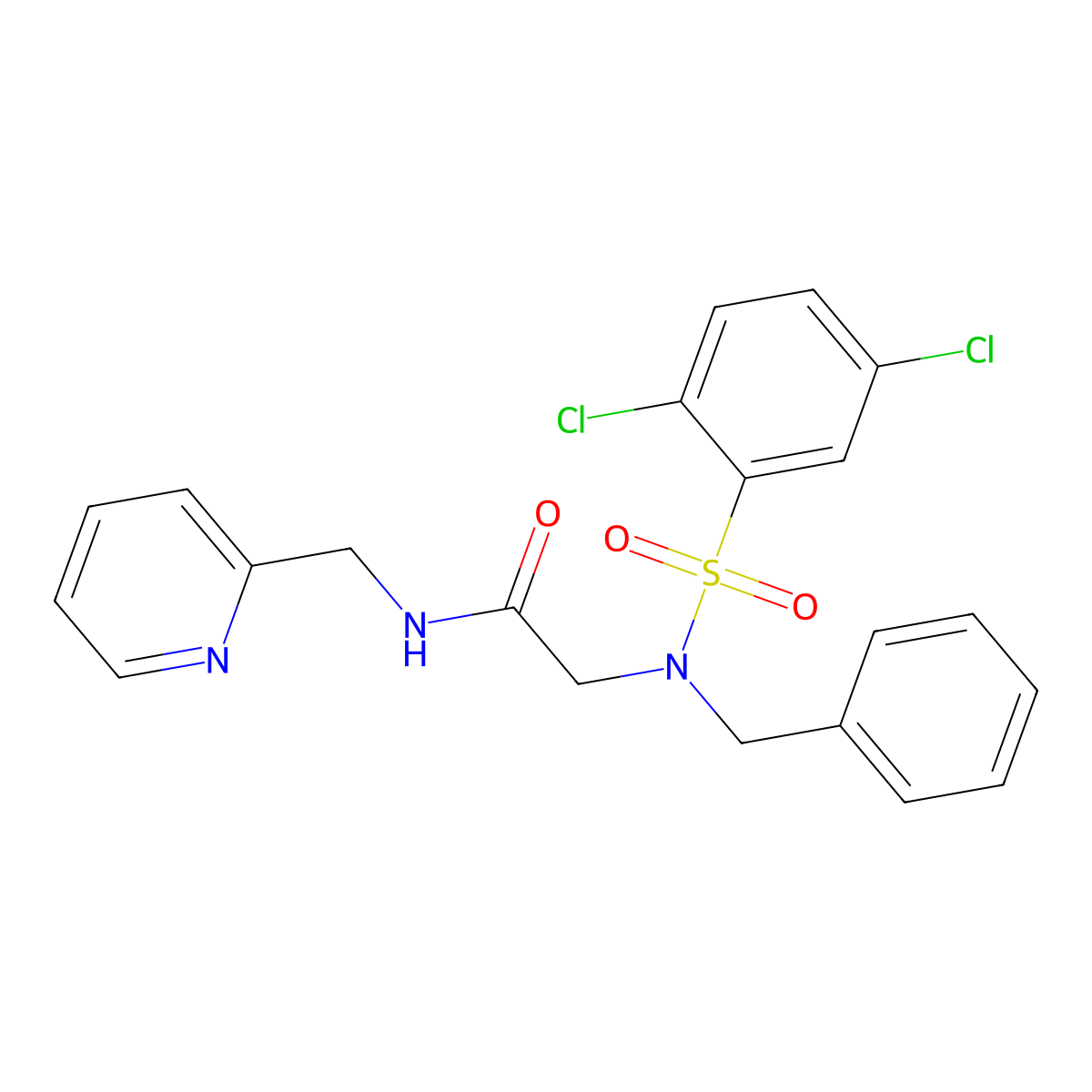 2-[benzyl-(2,5-dichlorophenyl)sulfonylamino]-N-(pyridin-2-ylmethyl)acetamide molecular structure, CAS 432538-66-4