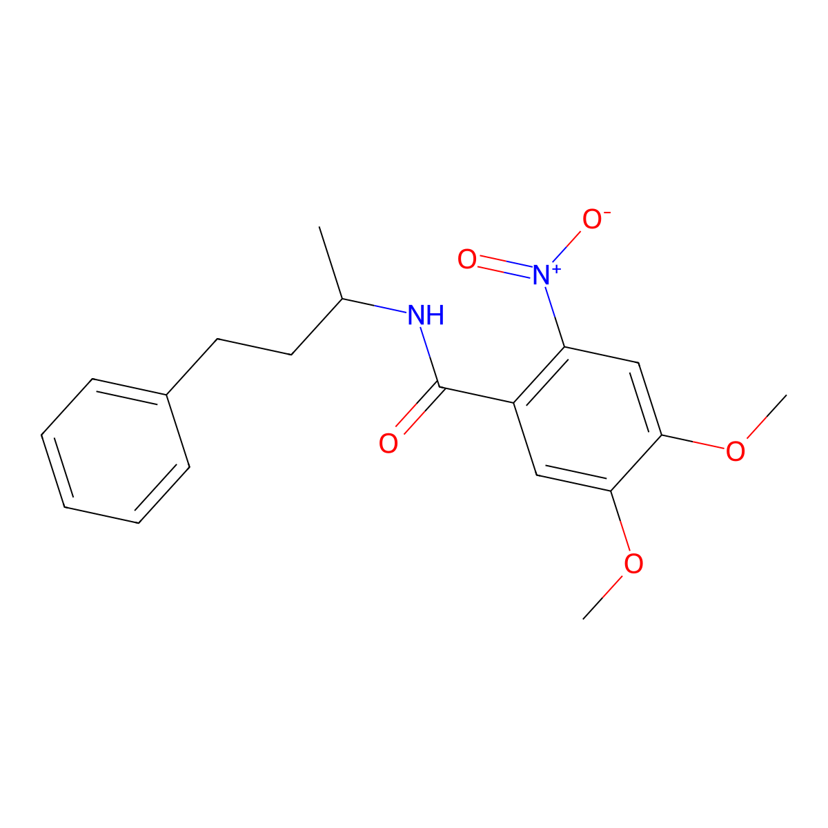 4,5-dimethoxy-2-nitro-N-(4-phenylbutan-2-yl)benzamide molecular structure, CAS 432538-72-2
