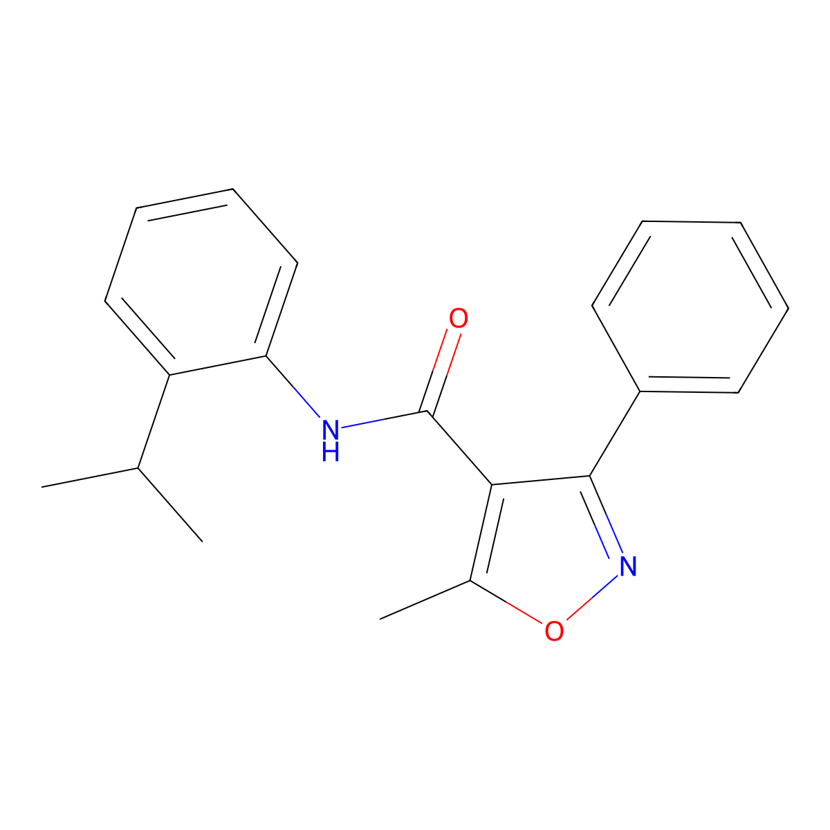 5-methyl-3-phenyl-N-(2-propan-2-ylphenyl)-1,2-oxazole-4-carboxamide molecular structure, CAS 432539-16-7