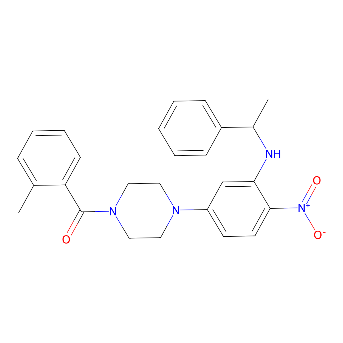 (2-Methylphenyl)(4-{4-nitro-3-[(1-phenylethyl)amino]phenyl}piperazin-1-yl)methanone molecular structure, CAS 432539-17-8
