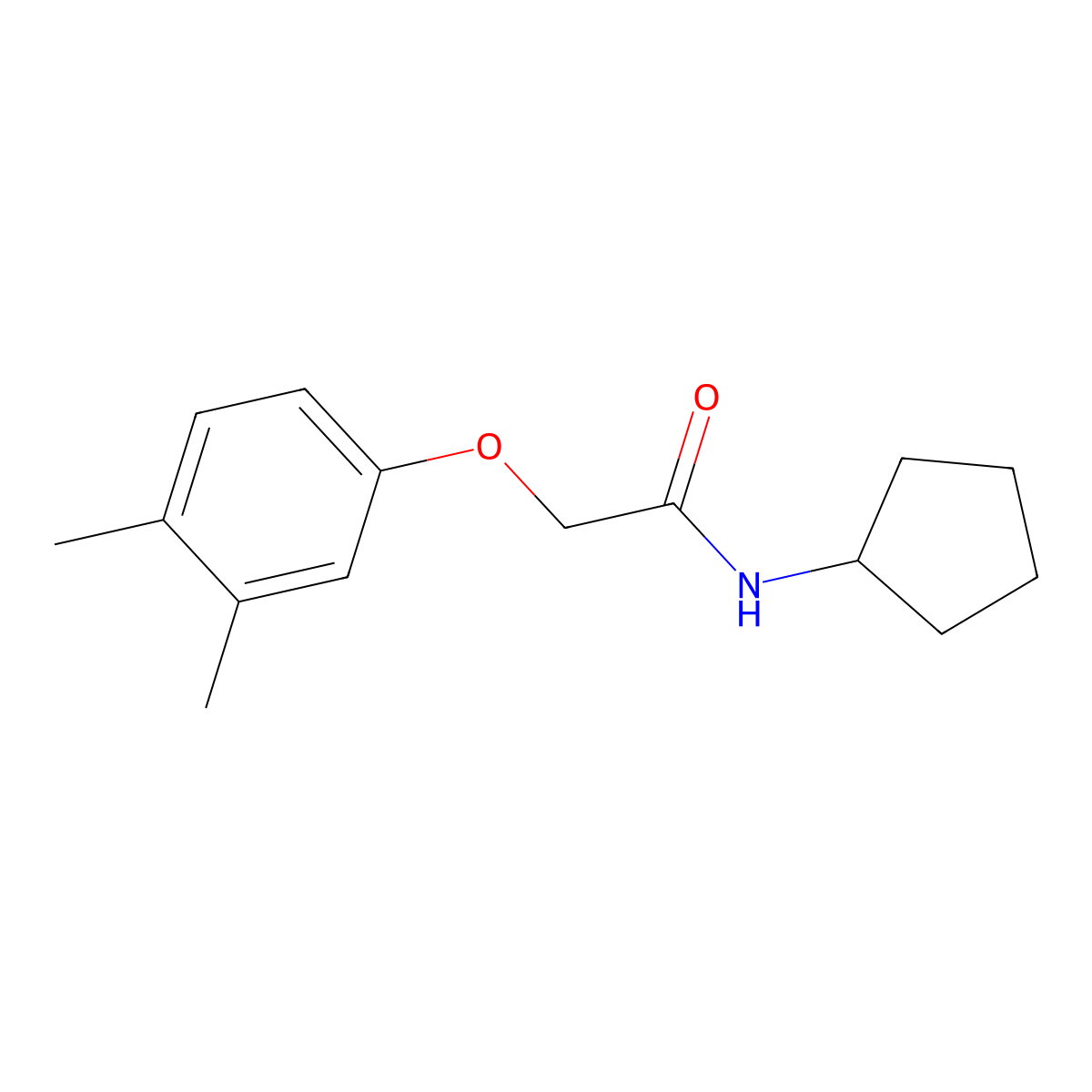 N-cyclopentyl-2-(3,4-dimethylphenoxy)acetamide molecular structure, CAS 432539-41-8