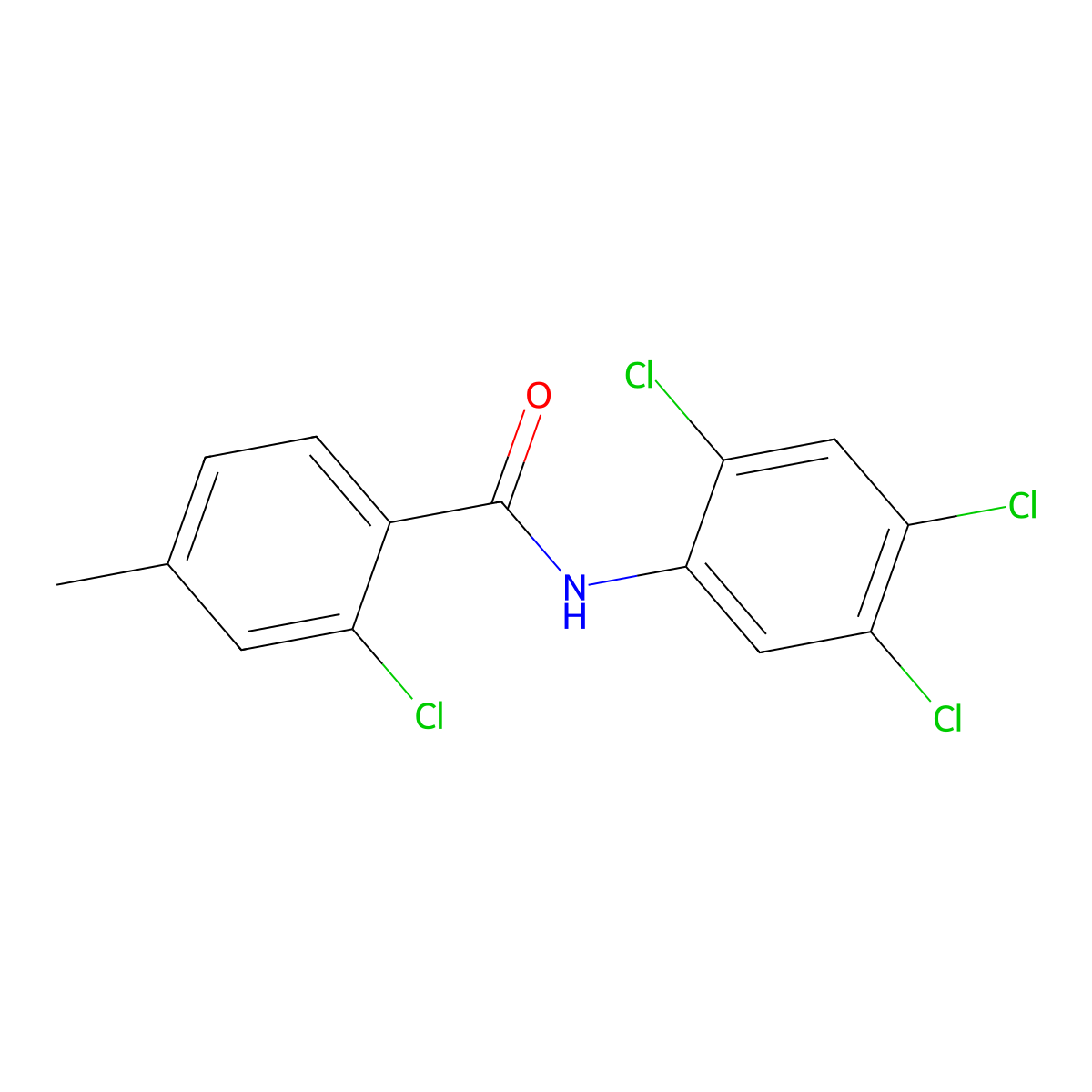 2-chloro-4-methyl-N-(2,4,5-trichlorophenyl)benzamide molecular structure, CAS 432539-43-0