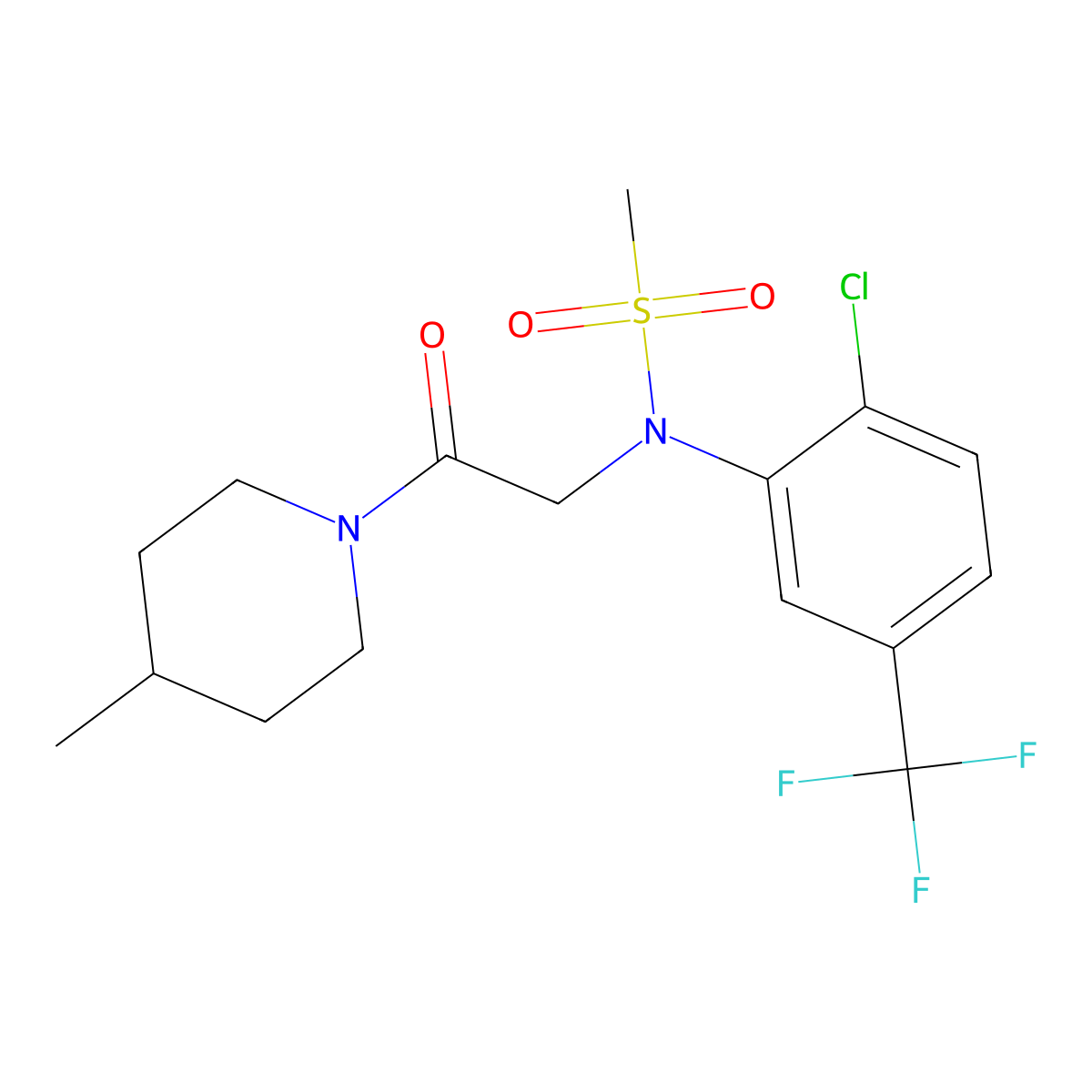 N-[2-chloro-5-(trifluoromethyl)phenyl]-N-[2-(4-methylpiperidin-1-yl)-2-oxoethyl]methanesulfonamide molecular structure, CAS 432539-75-8