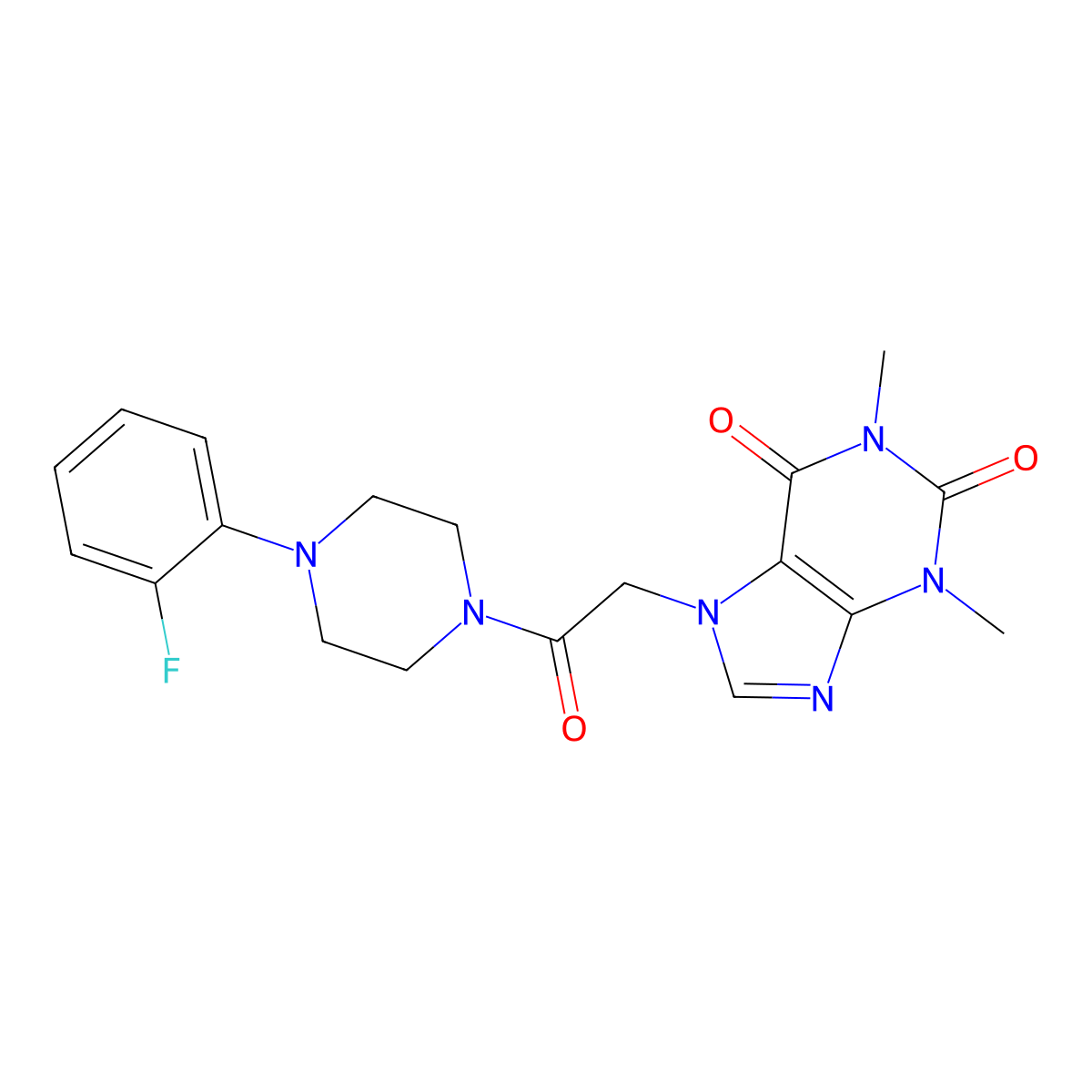 7-{2-[4-(2-fluorophenyl)piperazin-1-yl]-2-oxoethyl}-1,3-dimethyl-3,7-dihydro-1H-purine-2,6-dione molecular structure, CAS 432539-89-4
