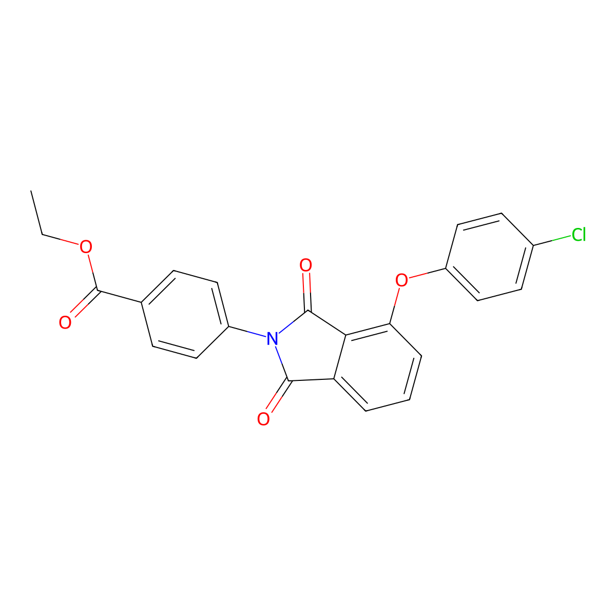 ethyl 4-[4-(4-chlorophenoxy)-1,3-dioxo-1,3-dihydro-2H-isoindol-2-yl]benzoate molecular structure, CAS 432539-95-2