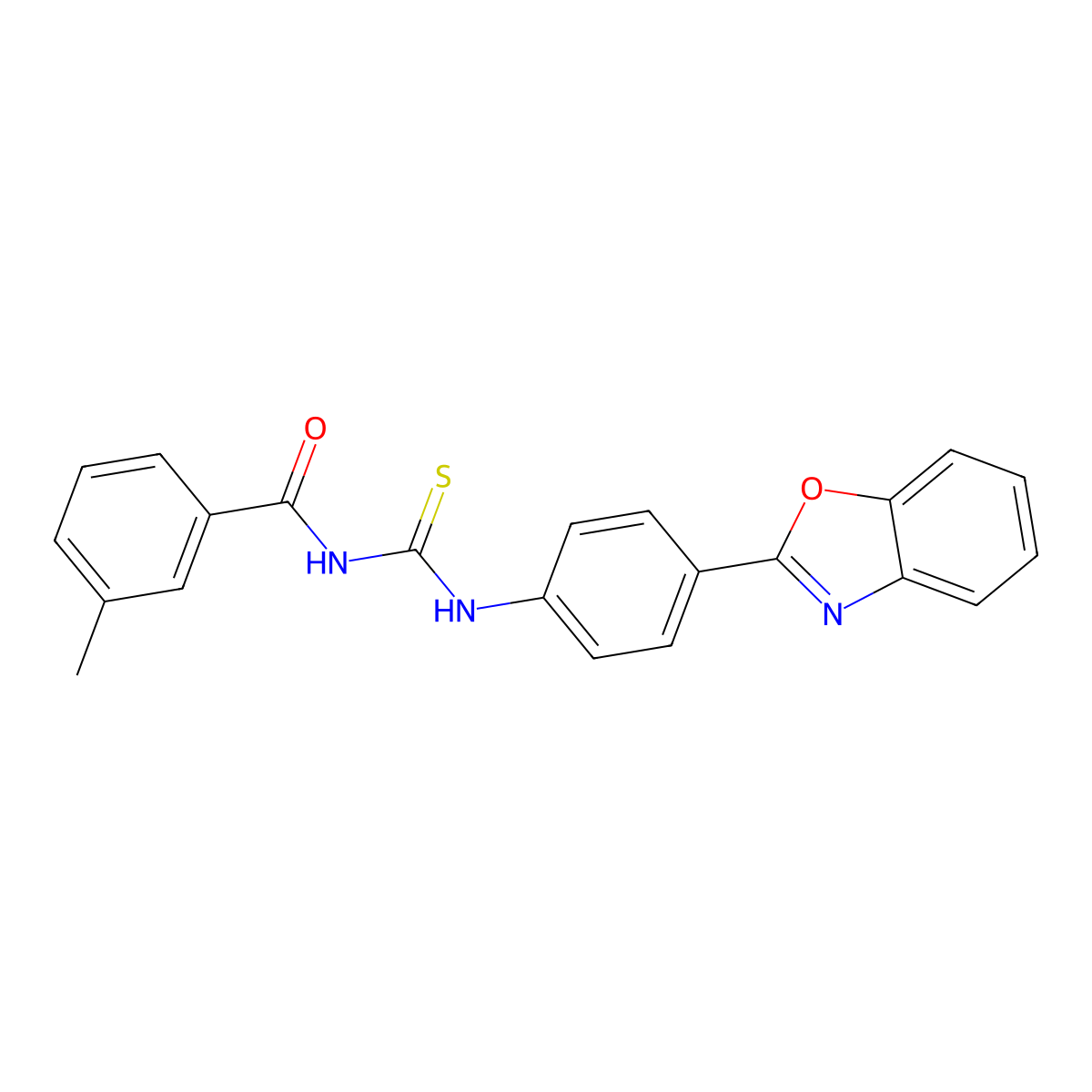 N-[[4-(1,3-benzoxazol-2-yl)phenyl]carbamothioyl]-3-methylbenzamide molecular structure, CAS 432540-21-1