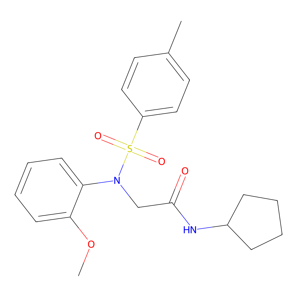 N-Cyclopentyl-2-[(2-methoxy-phenyl)-(toluene-4-sulfonyl)-amino]-acetamide molecular structure, CAS 432540-27-7
