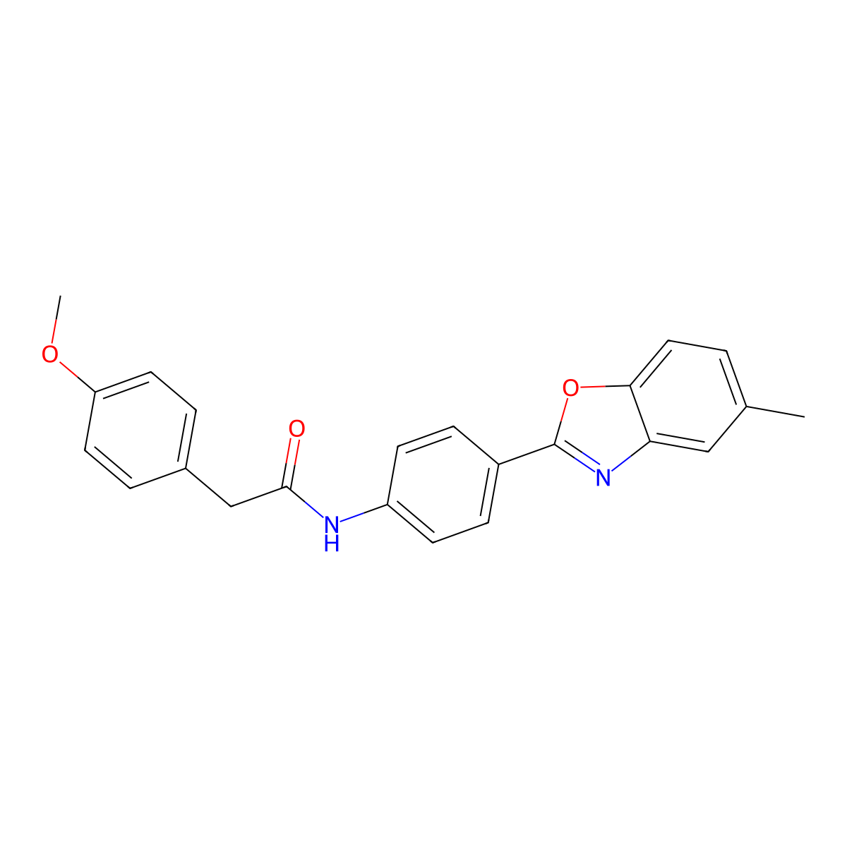 2-(4-methoxyphenyl)-N-[4-(5-methyl-1,3-benzoxazol-2-yl)phenyl]acetamide molecular structure, CAS 432540-37-9