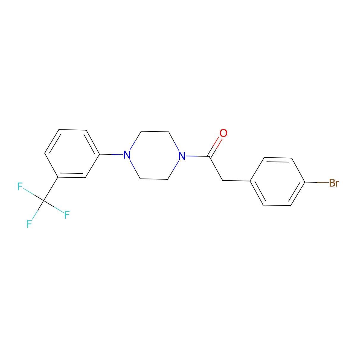 2-(4-Bromophenyl)-1-[4-[3-(trifluoromethyl)phenyl]piperazin-1-yl]ethanone molecular structure, CAS 432540-46-0