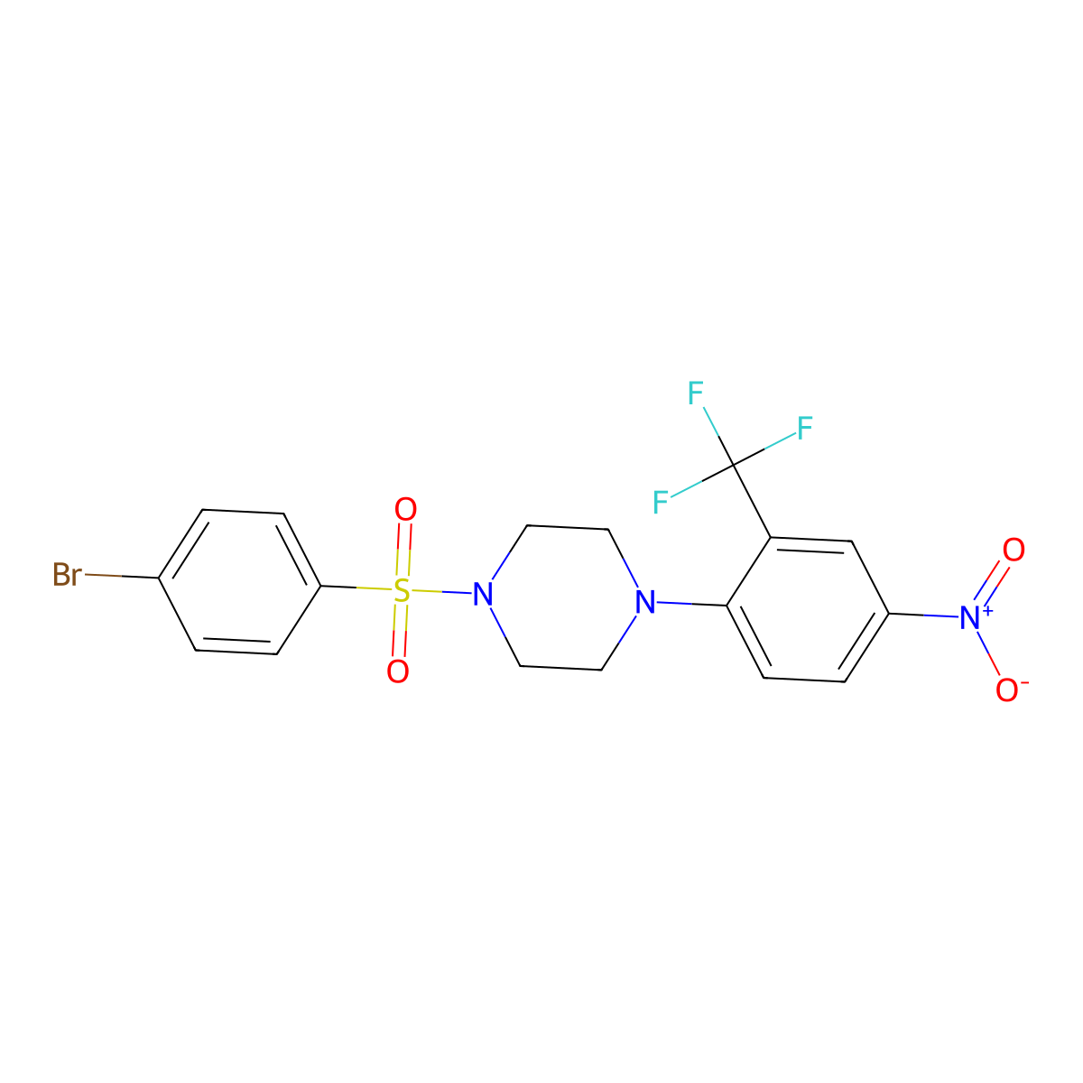1-(4-Bromophenyl)sulfonyl-4-[4-nitro-2-(trifluoromethyl)phenyl]piperazine molecular structure, CAS 432540-63-1
