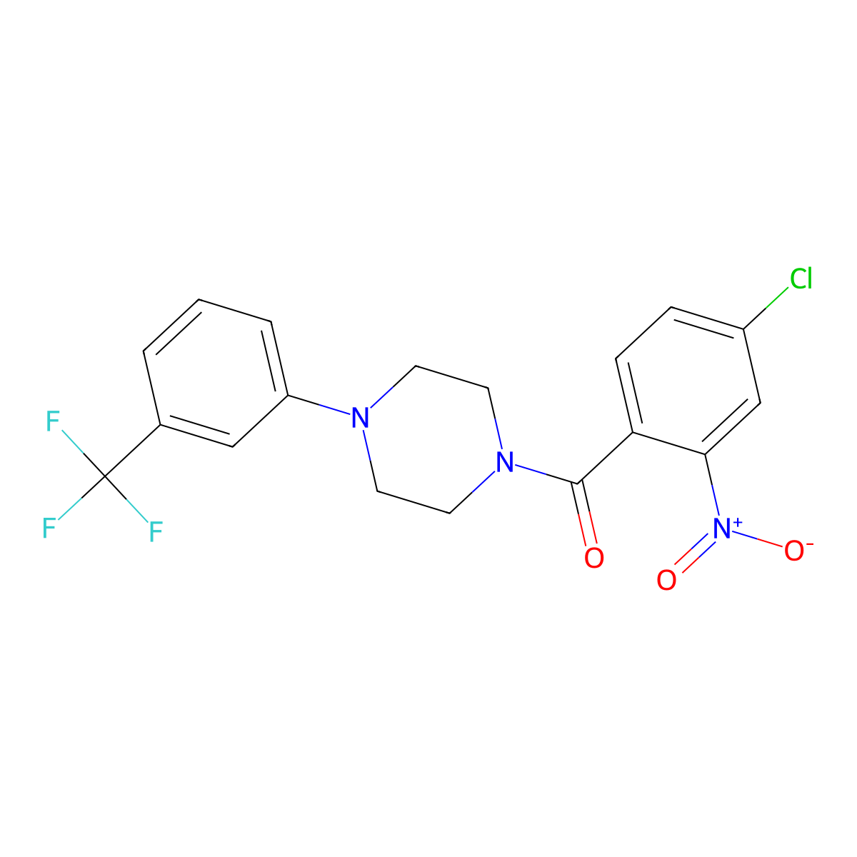 (4-Chloro-2-nitrophenyl)-[4-[3-(trifluoromethyl)phenyl]piperazin-1-yl]methanone molecular structure, CAS 432540-65-3
