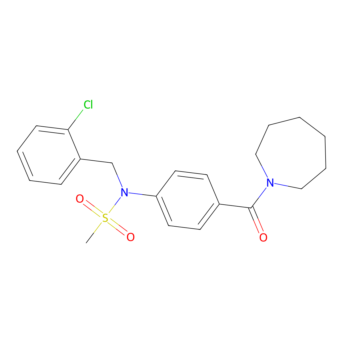 N-[4-(azepane-1-carbonyl)phenyl]-N-[(2-chlorophenyl)methyl]methanesulfonamide molecular structure, CAS 432540-75-5