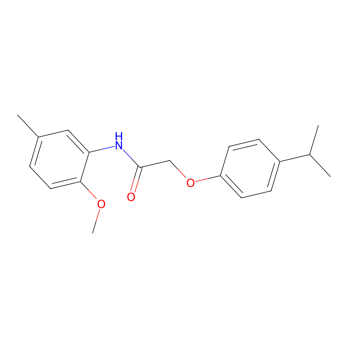 N-(2-methoxy-5-methylphenyl)-2-(4-propan-2-ylphenoxy)acetamide molecular structure, CAS 432540-78-8