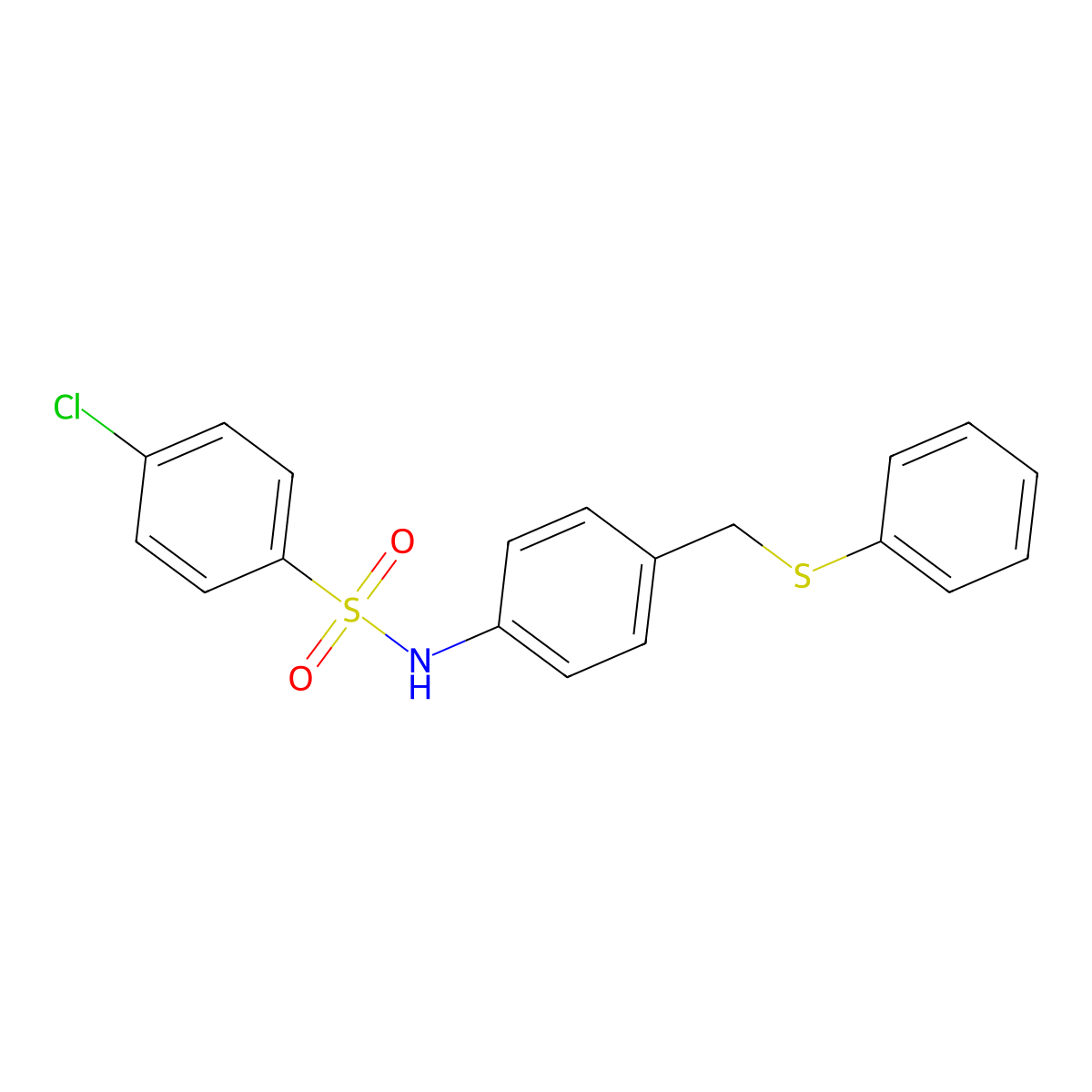 4-chloro-N-[4-(phenylsulfanylmethyl)phenyl]benzenesulfonamide molecular structure, CAS 432541-04-3