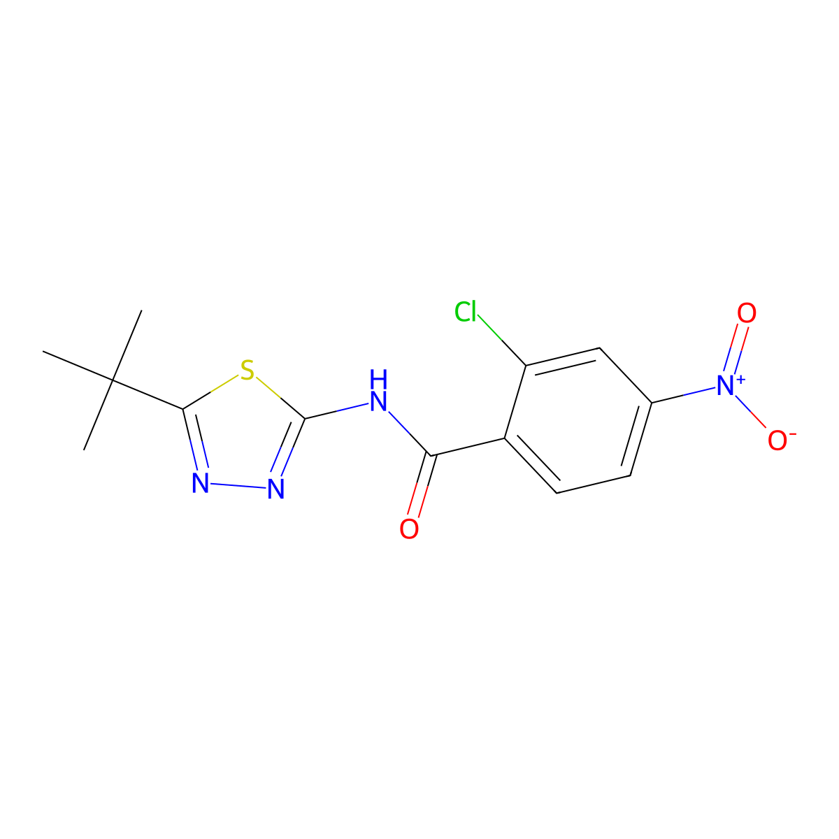 N-(5-tert-butyl-1,3,4-thiadiazol-2-yl)-2-chloro-4-nitrobenzamide molecular structure, CAS 432541-14-5