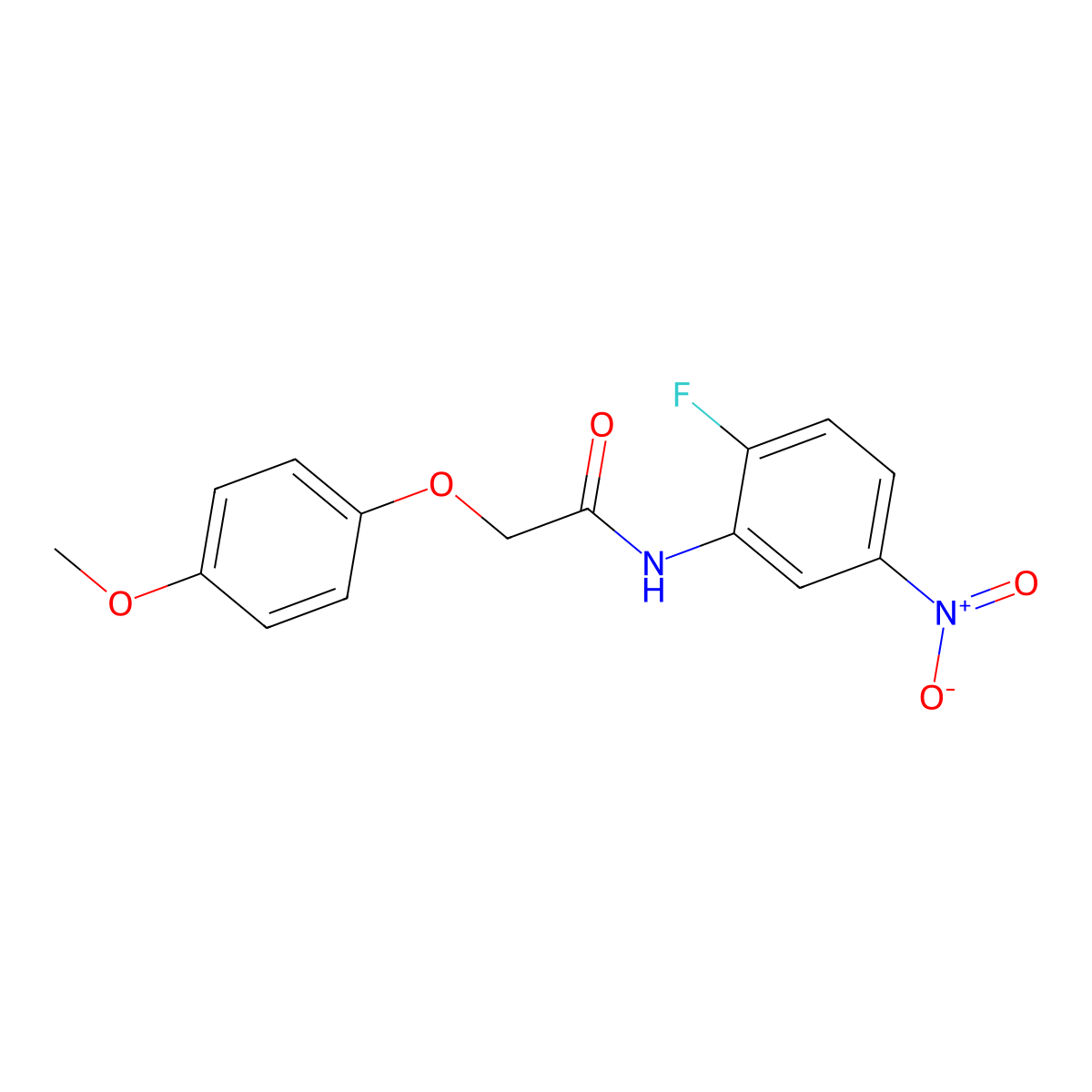 N-(2-fluoro-5-nitrophenyl)-2-(4-methoxyphenoxy)acetamide molecular structure, CAS 432541-17-8
