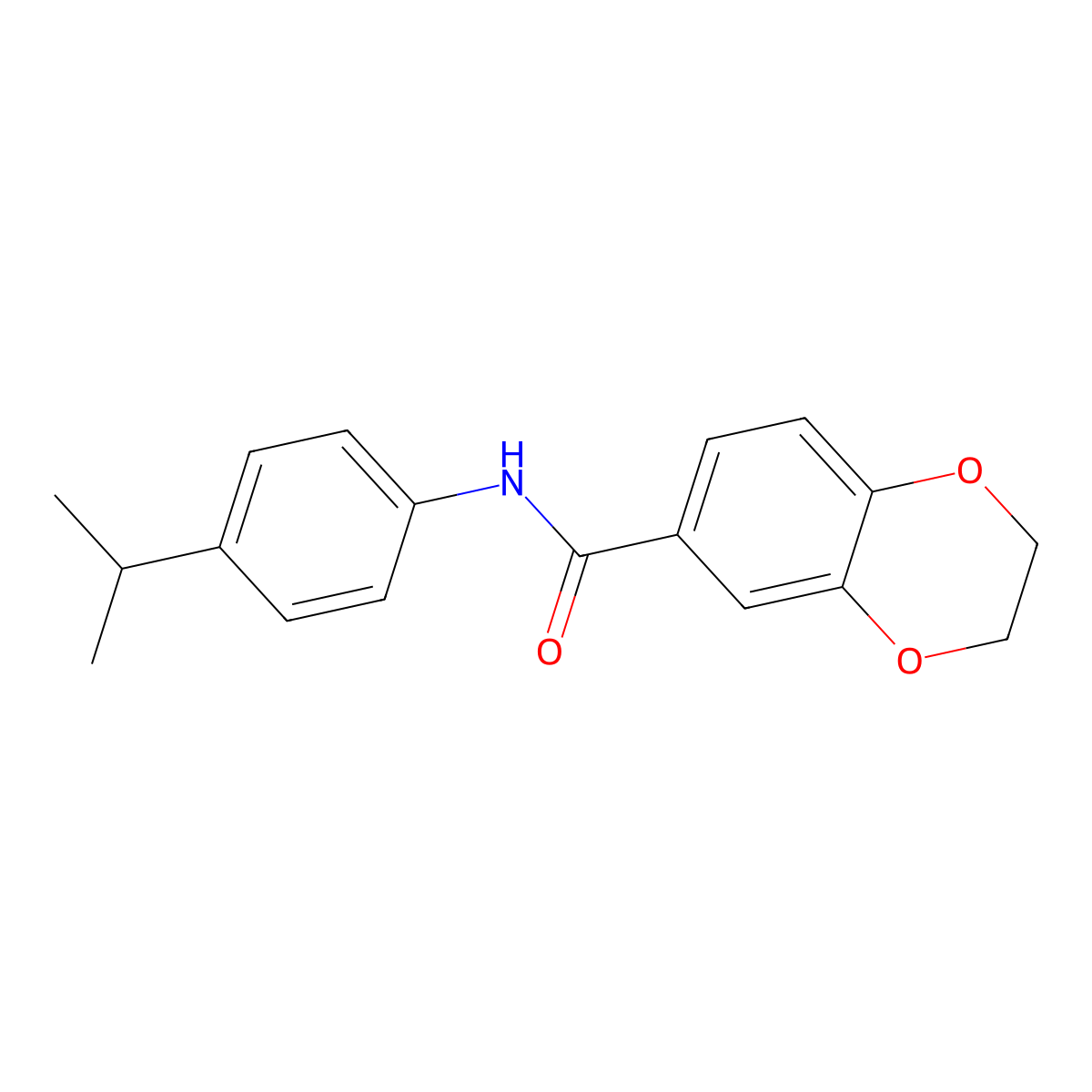 N-(4-propan-2-ylphenyl)-2,3-dihydro-1,4-benzodioxine-6-carboxamide molecular structure, CAS 432541-25-8