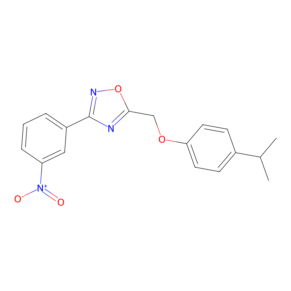 3-(3-Nitrophenyl)-5-{[4-(propan-2-yl)phenoxy]methyl}-1,2,4-oxadiazole molecular structure, CAS 432541-29-2