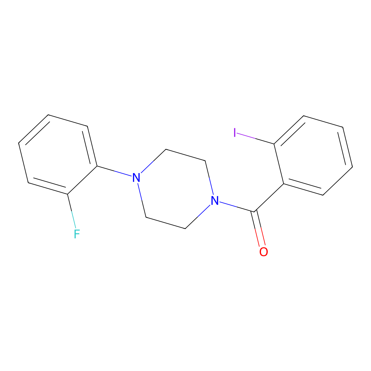 [4-(2-Fluorophenyl)piperazin-1-yl]-(2-iodophenyl)methanone molecular structure, CAS 432541-30-5