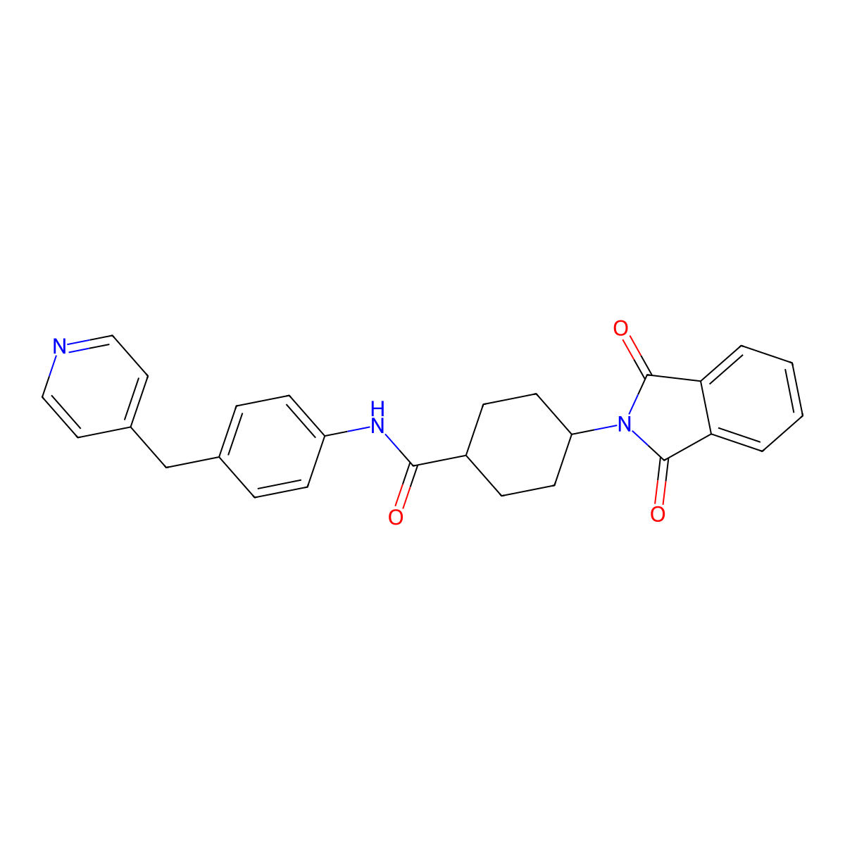 4-(1,3-dioxoisoindol-2-yl)-N-[4-(pyridin-4-ylmethyl)phenyl]cyclohexane-1-carboxamide molecular structure, CAS 432541-34-9