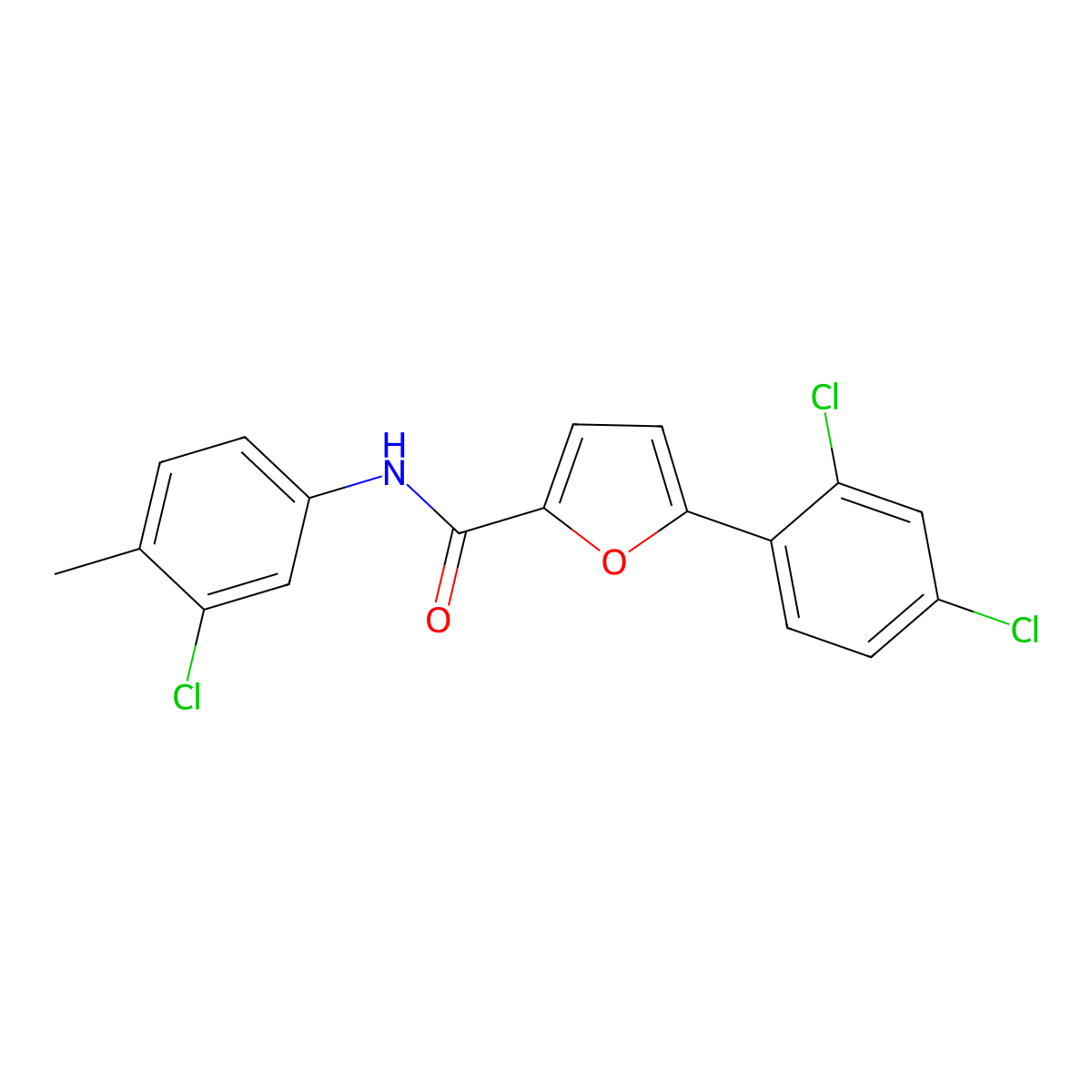 N-(3-chloro-4-methylphenyl)-5-(2,4-dichlorophenyl)furan-2-carboxamide molecular structure, CAS 432541-35-0