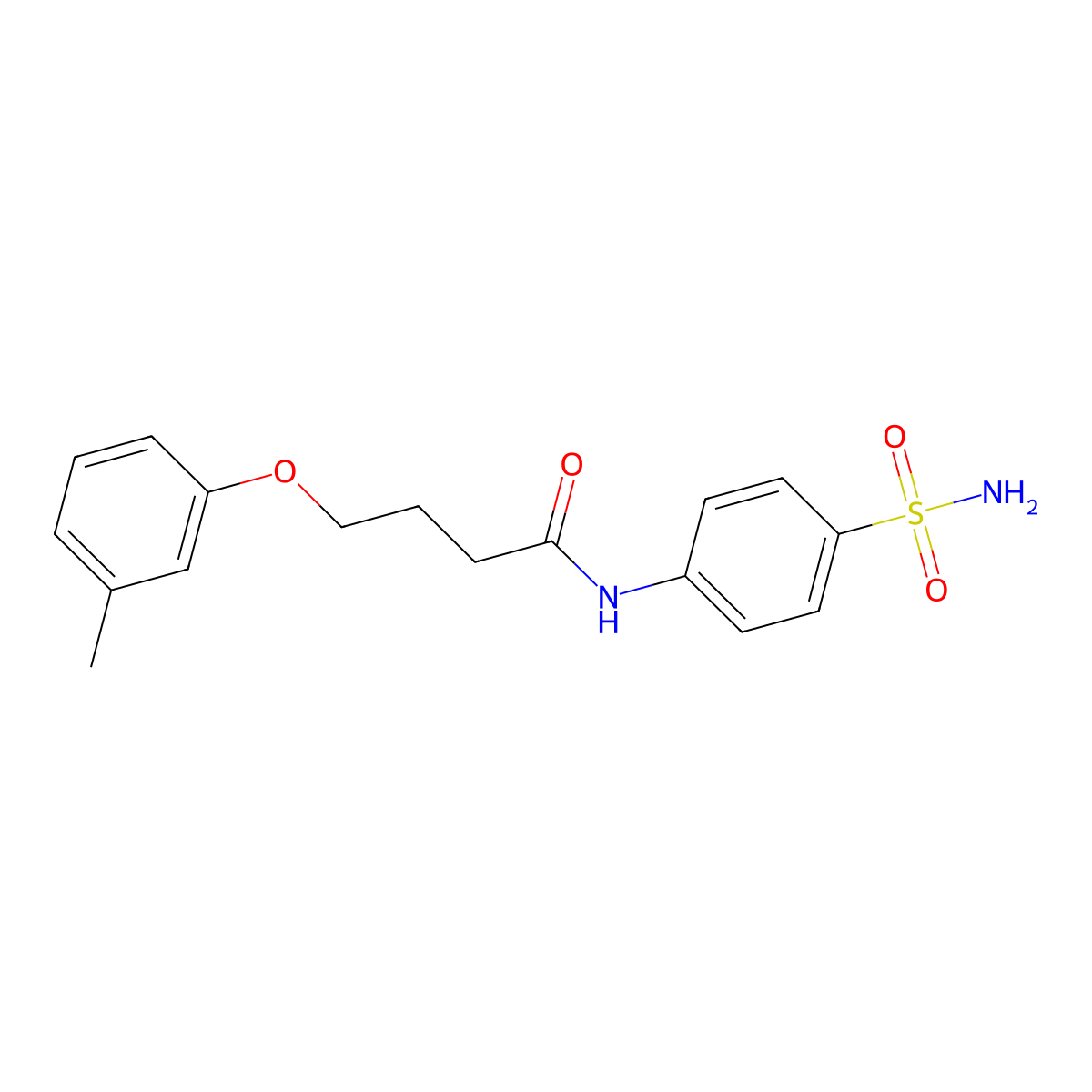 4-(3-methylphenoxy)-N-(4-sulfamoylphenyl)butanamide molecular structure, CAS 432541-43-0