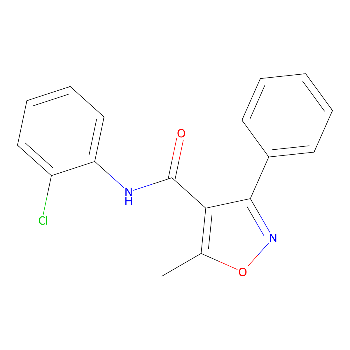 N-(2-chlorophenyl)-5-methyl-3-phenyl-1,2-oxazole-4-carboxamide molecular structure, CAS 432541-44-1