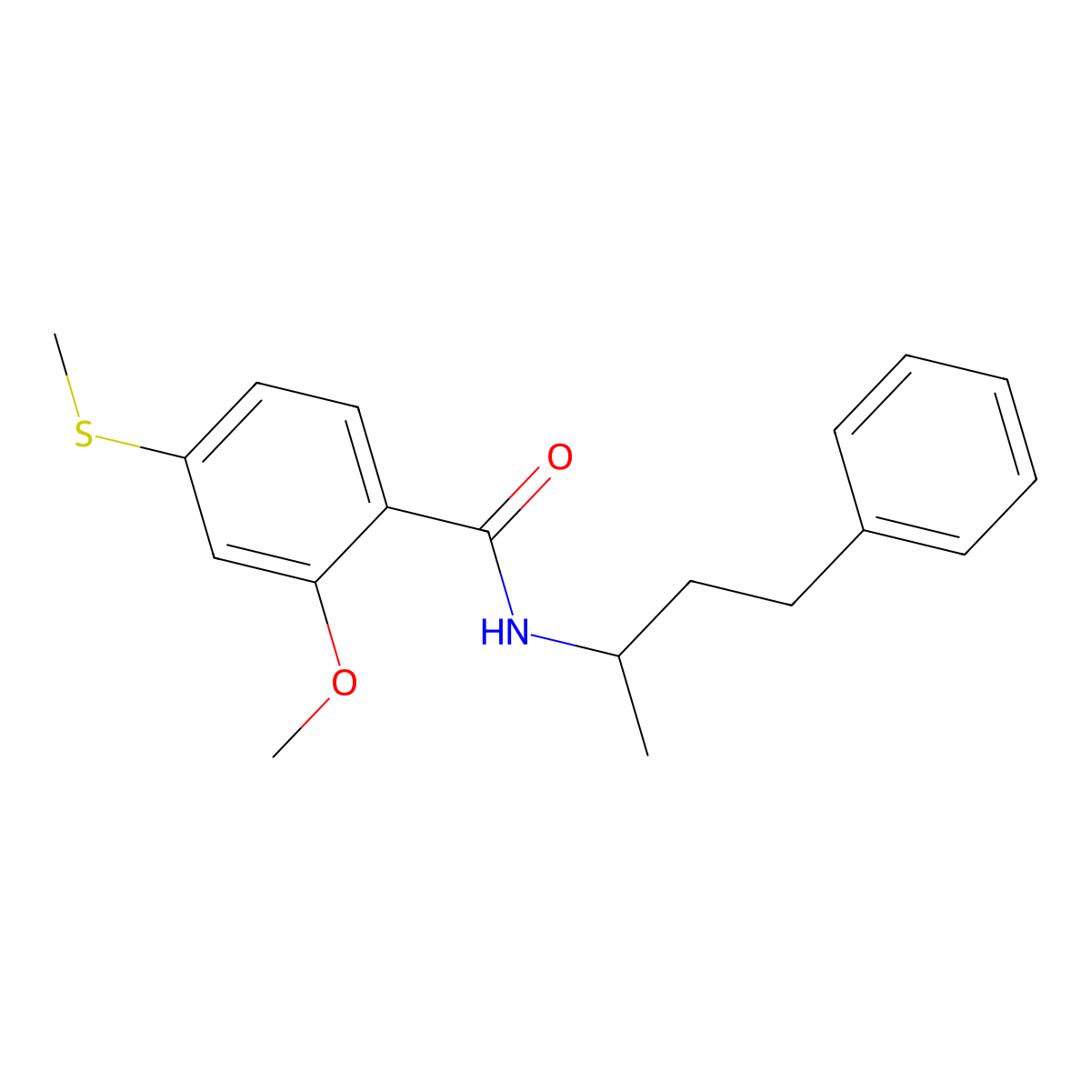 2-methoxy-4-methylsulfanyl-N-(4-phenylbutan-2-yl)benzamide molecular structure, CAS 432541-51-0