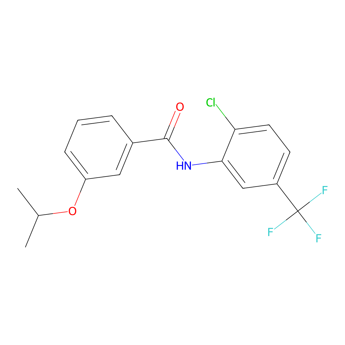 N-[2-chloro-5-(trifluoromethyl)phenyl]-3-propan-2-yloxybenzamide molecular structure, CAS 432541-61-2