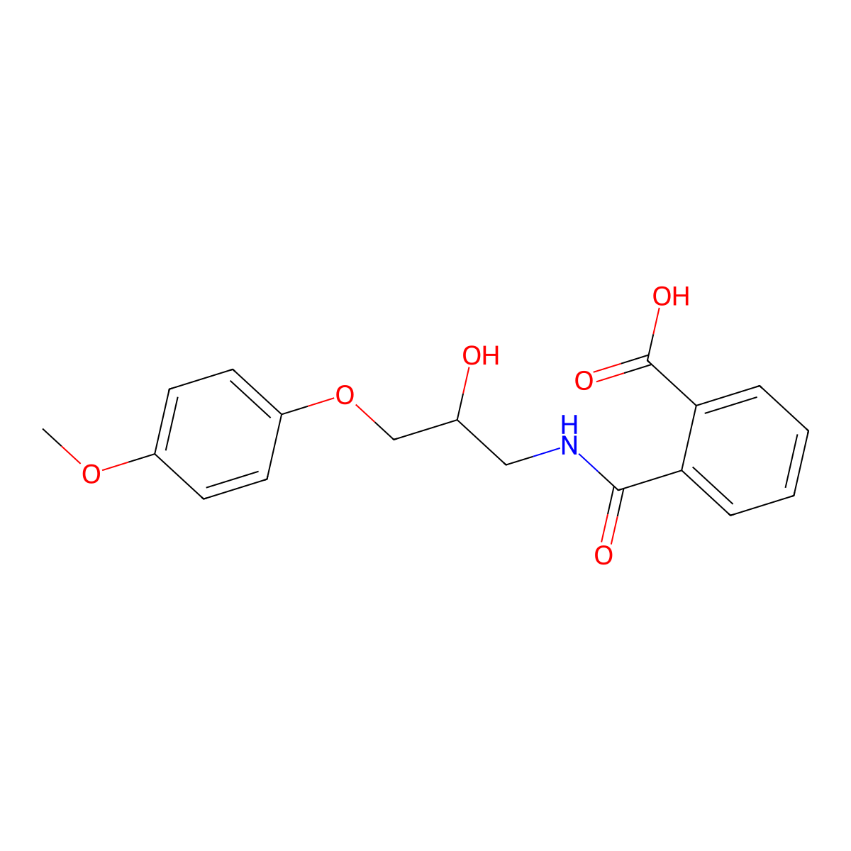 2-{[2-Hydroxy-3-(4-methoxyphenoxy)propyl]carbamoyl}benzoic acid molecular structure, CAS 432541-66-7