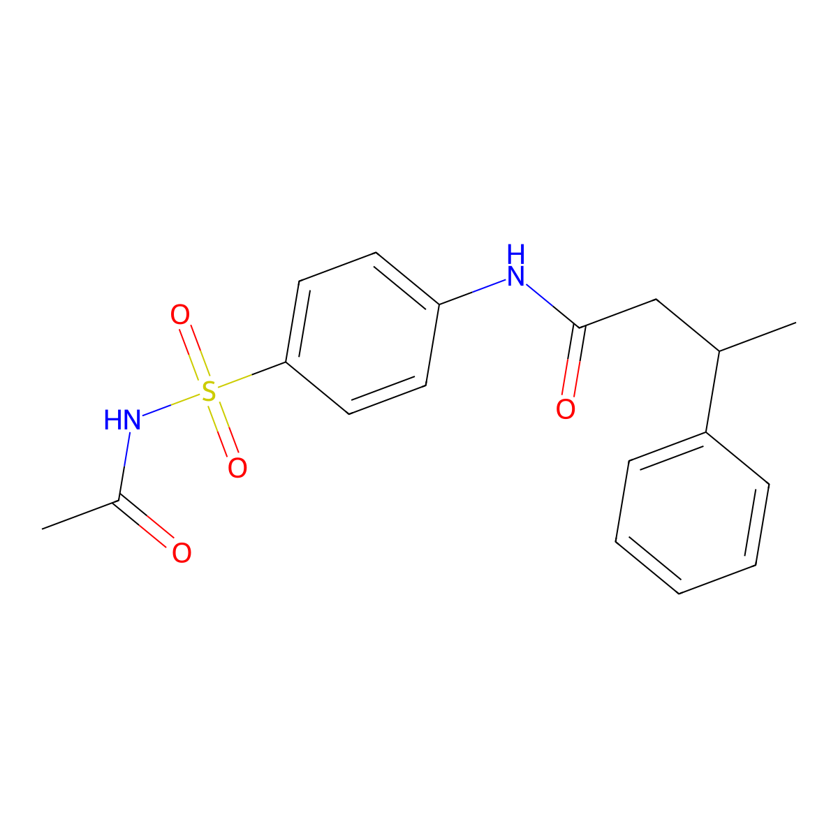 N-[4-(acetylsulfamoyl)phenyl]-3-phenylbutanamide molecular structure, CAS 432541-87-2