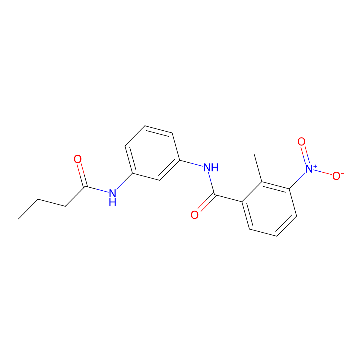 N-[3-(butanoylamino)phenyl]-2-methyl-3-nitrobenzamide molecular structure, CAS 432541-91-8