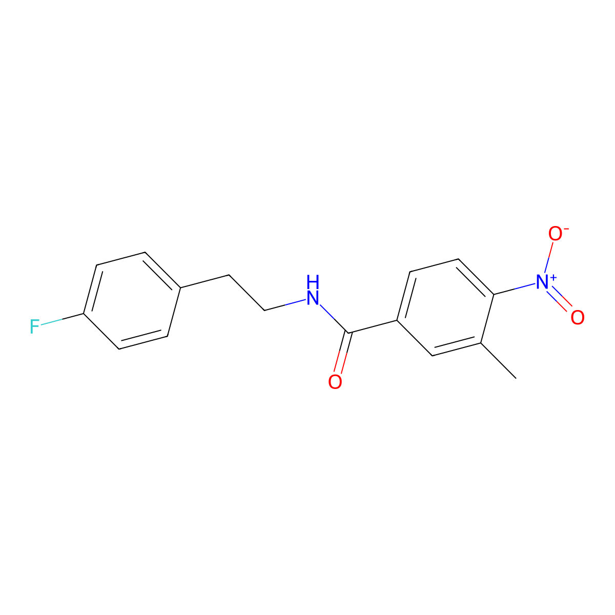 N-[2-(4-fluorophenyl)ethyl]-3-methyl-4-nitrobenzamide molecular structure, CAS 432541-93-0