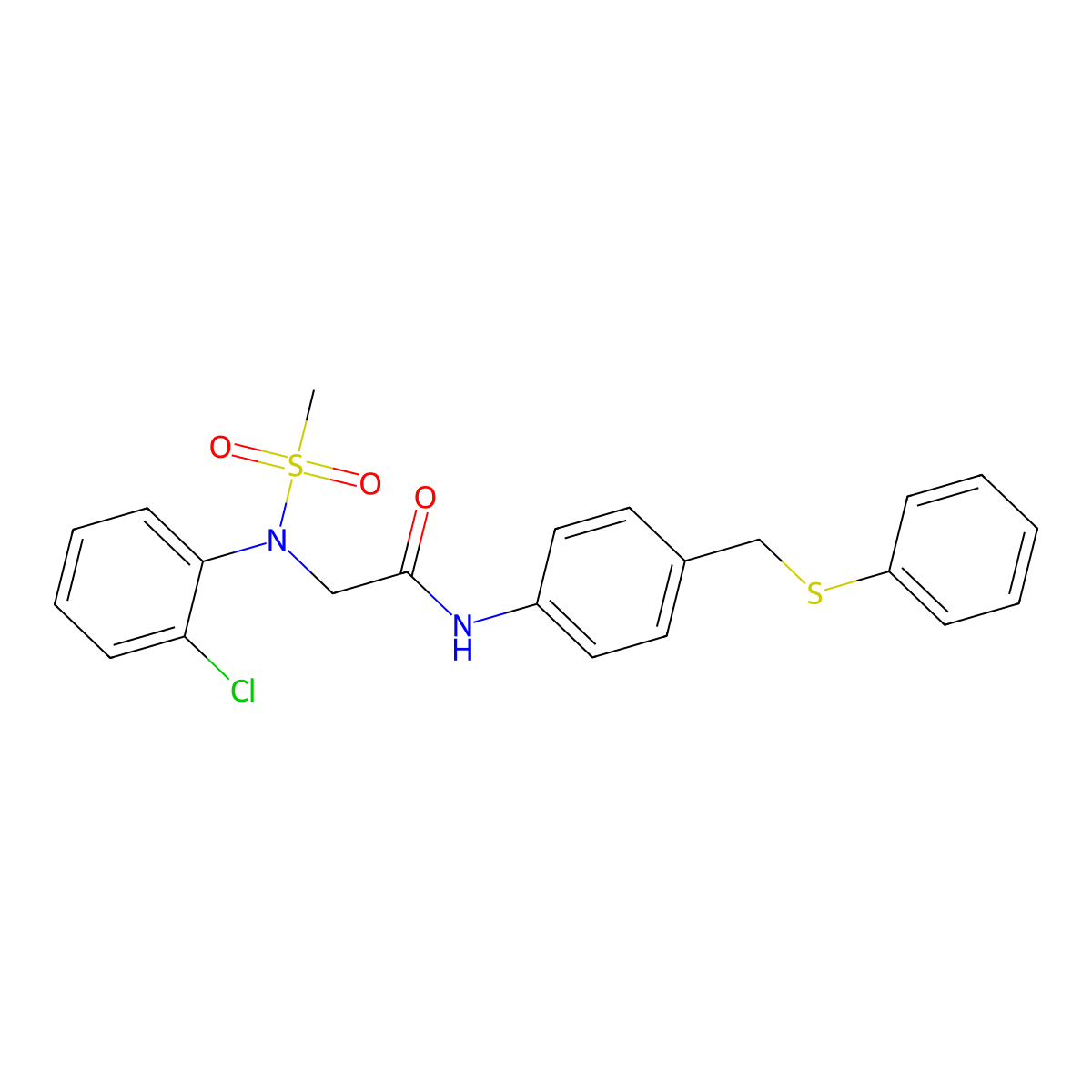 2-(2-chloro-N-methylsulfonylanilino)-N-[4-(phenylsulfanylmethyl)phenyl]acetamide molecular structure, CAS 432541-97-4