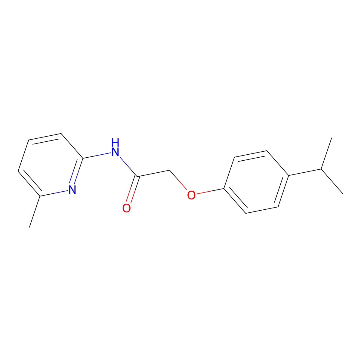 N-(6-methylpyridin-2-yl)-2-[4-(propan-2-yl)phenoxy]acetamide molecular structure, CAS 432542-01-3