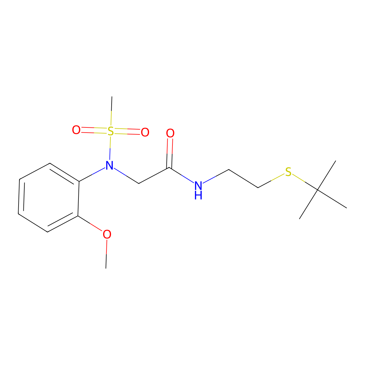 N-(2-tert-butylsulfanylethyl)-2-(2-methoxy-N-methylsulfonylanilino)acetamide molecular structure, CAS 432542-06-8