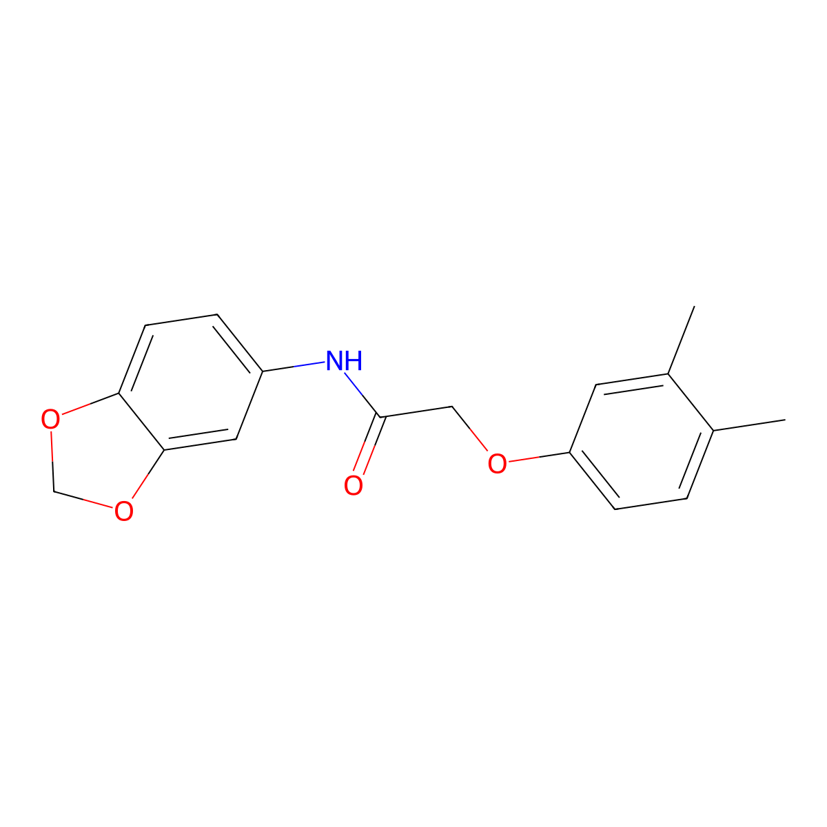 N-(1,3-benzodioxol-5-yl)-2-(3,4-dimethylphenoxy)acetamide molecular structure, CAS 432542-12-6