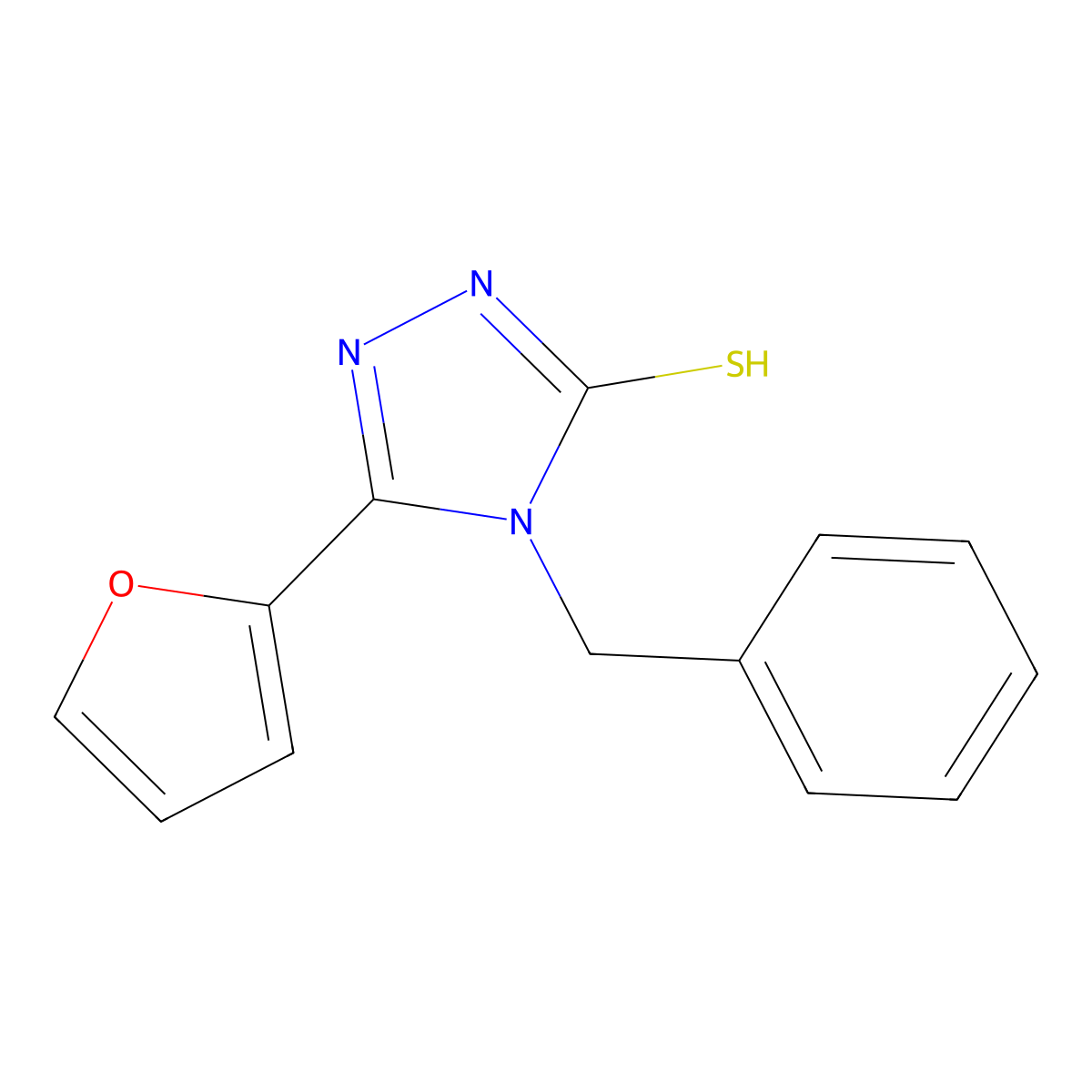 4-benzyl-5-(furan-2-yl)-4H-1,2,4-triazole-3-thiol molecular structure, CAS 432545-36-3