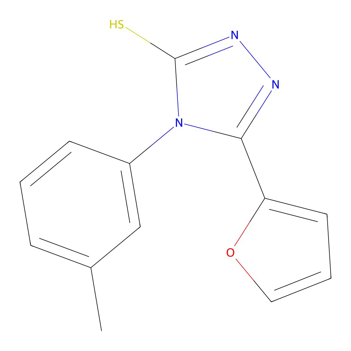 3-(furan-2-yl)-4-(3-methylphenyl)-1H-1,2,4-triazole-5-thione molecular structure, CAS 432545-43-2