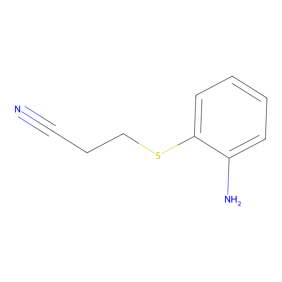 3-[(2-Aminophenyl)sulfanyl]propanenitrile molecular structure, CAS 4327-52-0