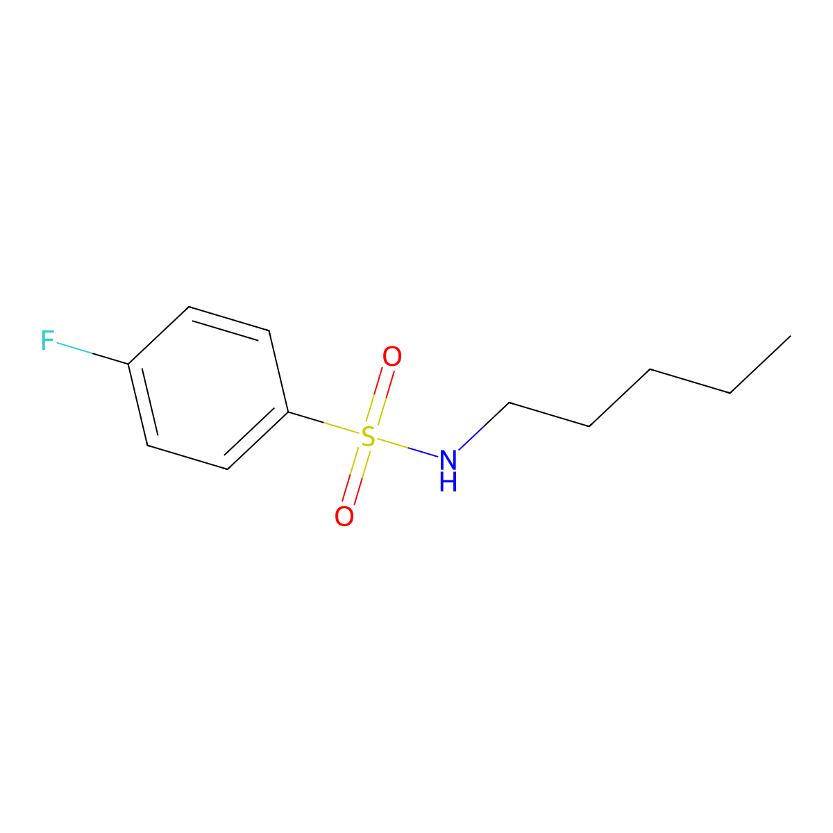 4-fluoro-N-pentylbenzenesulfonamide molecular structure, CAS 433-09-0