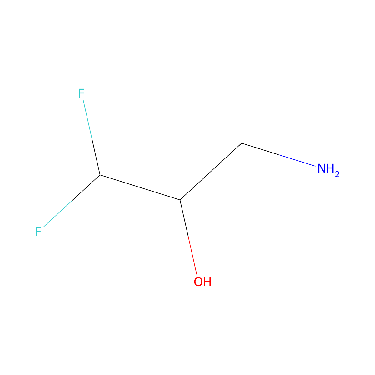 3-Amino-1,1-difluoropropan-2-ol molecular structure, CAS 433-46-5