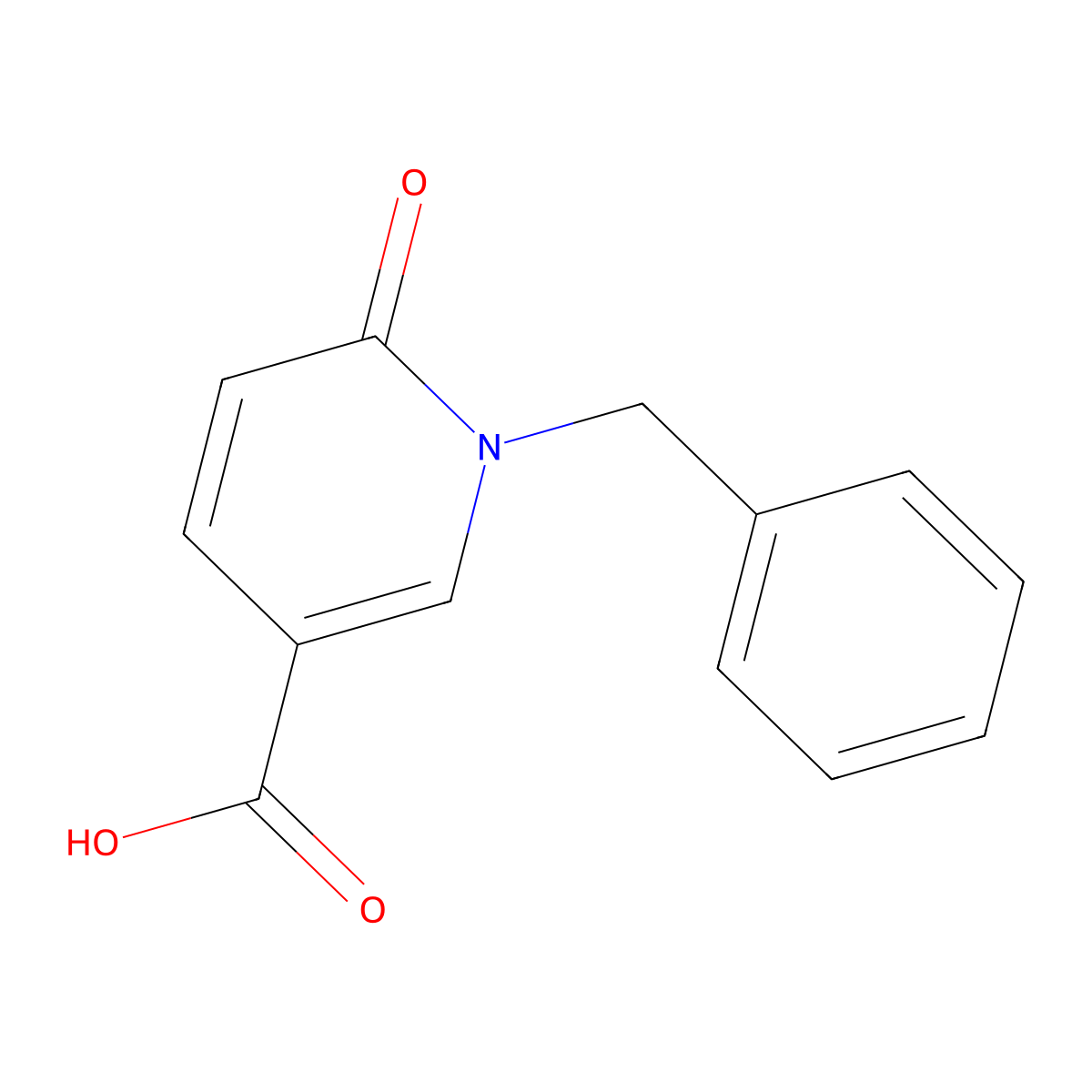 1-Benzyl-6-oxo-1,6-dihydropyridine-3-carboxylic acid molecular structure, CAS 4332-79-0